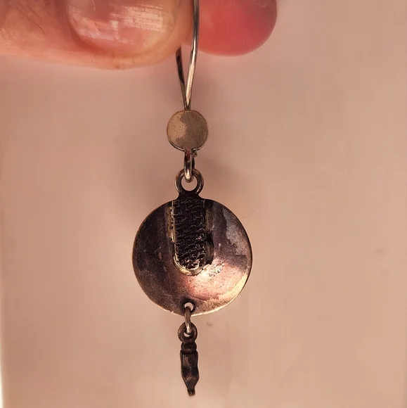 Set of handmade sterling silver drop earrings made in Turkey - Picture 6 of 7